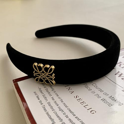Fashion Headbands, Black Velvet Headband for Women, Classic Retro Design Hair, Suitable for Women Fashion Headband (Black) - color: Totem Style