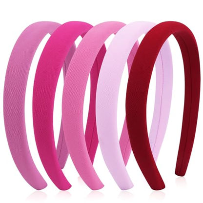 KICOSY Pink Headband for women girls Hot Pink Light Pink Padded Hairband Non Slip Cute Pink Head Band Pink Hair Accessories Pink Party Favors Valentine's Day - color: pink