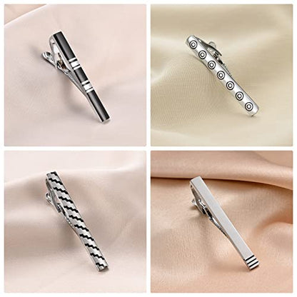wynameleri Tie Pins for Men Silver Black 3 Pcs 10 PCS Short Tie Clip Set 2.3, 2.4 Inch Business Shirt Necktie Pinch for Men - color: T0310003