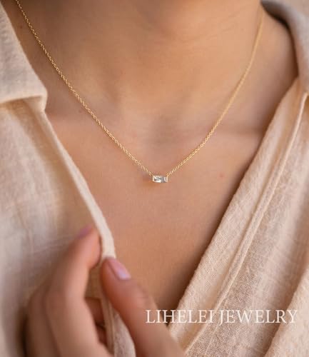 Diamond Pendant Necklaces for Women, Dainty 18k Gold/White Gold Plated Necklace, Gold/Silver Simple Choker Necklaces for Women, Trendy Jewelry Gifts - color: Rectangular -Gold