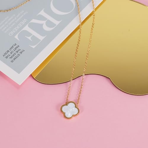 Delicacy Clover Bracelets Necklace Set:Clover Necklaces Clover Bracelet Women Link Bracelets Cute Gold Jewelry - color: White-Gold
