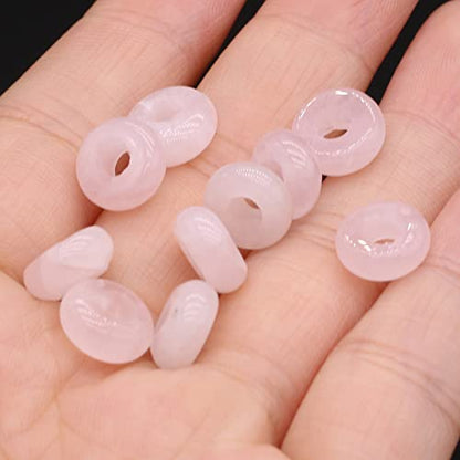 50pcs Natural Semi-Precious Stone Large Hole Loose Beads Abacus Shape Fashionable Opal Amethyst Unakite Rose Quartz Charm Beads for Making Necklace Bracelet - color: 5x10mm