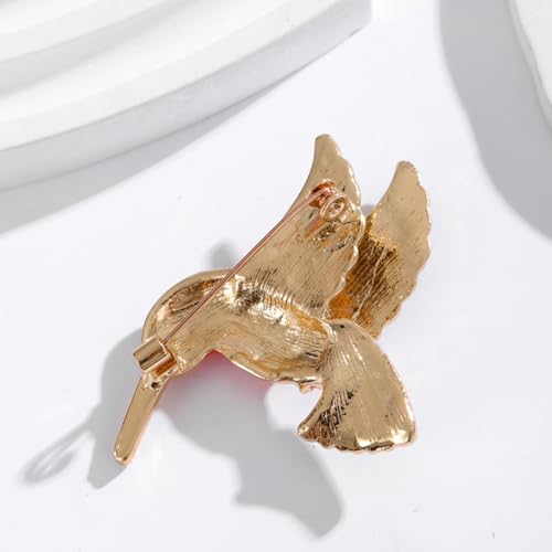 Enamel Bird Brooch for Women Rhinestones Owl/Hummingbird/Eagle/Toucan Lapel Pin Cute Bird Brooches Jewelry Gifts for Mom Wife - color: Orange-Hummingbird