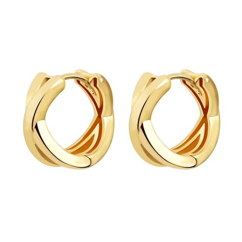 Small Chunky Gold Hoop Earrings For Women, 14k Gold Thick statement huggie hoop earrings Trendy Hoop Earrings Set Hypoallergenic Fashion Earrings - color: X-Gold 4