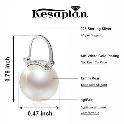 Pearl Earrings for Women 14K Gold Plated Hypoallergenic Pearl Earrings 5A Cubic Zirconia Dangle Earrings Elegant Jewelry - color: 3-Silver