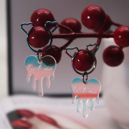 Fake Nipple Rings,Fake Nipple Piercings,Faux Nipple Piercing,Nipple Rings Non Piercing Jewelry - style: F..k Me