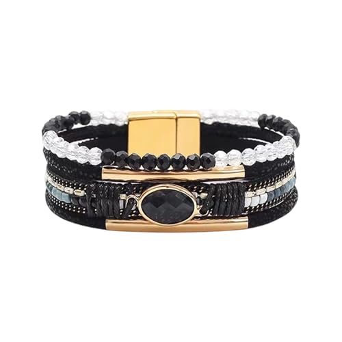 Bangle Styles Crystals Bead for Women Multiple Layer Stackable Jewelry Gift - color: E