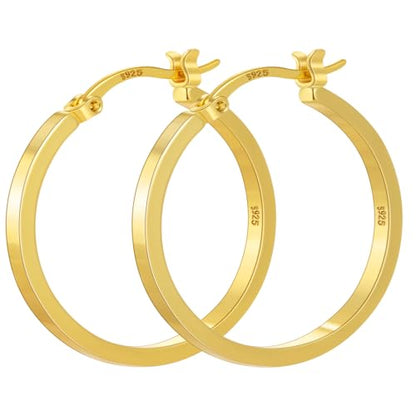 925 Sterling Silver Hoop Earrings Silver Hoops Earring Large Hoop Earrings | Jewelry for Her Gift Large Silver Hoop Earrings Hypoallergenic Thin Hoop Earring for Women Sensitive Ears 20/30/40/50/60/70mm - color: 20mm Gold
