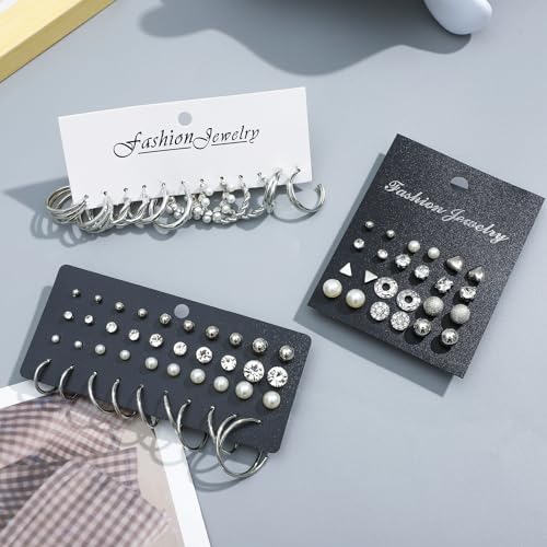 NEWITIN 69 Pieces Gold Jewelry Set for Women Fashion Costume Jewelry Gold Plated Necklace Bracelet Earrings Set for Women - color: Silver Jewelry Set