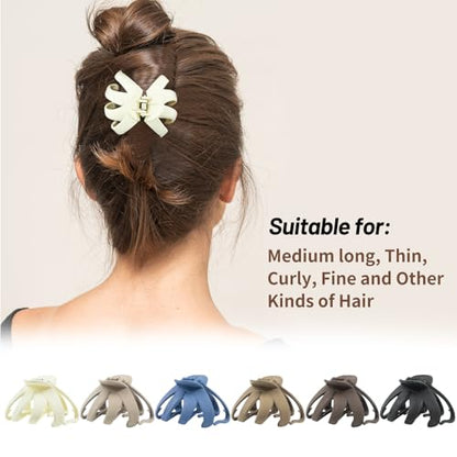 2.8 Inch Medium Octopus Hair Clips for Women, Matte Claw Clips for Thin Hair, Strong Hold Non-slip Spider Octopus Clip for Fine Hair Jaw Clips - color: Neutral-B