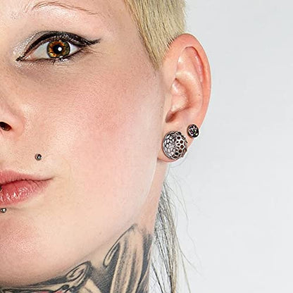 1 Pair New Classic gauges Ear Plugs Tunnels Hypoallergenic 316 Stainless Steel Ear Gauges 8mm-25mm (0G-1") Body Piercing Jewelry - color: Silver-1277, size: 1/2" (12mm)