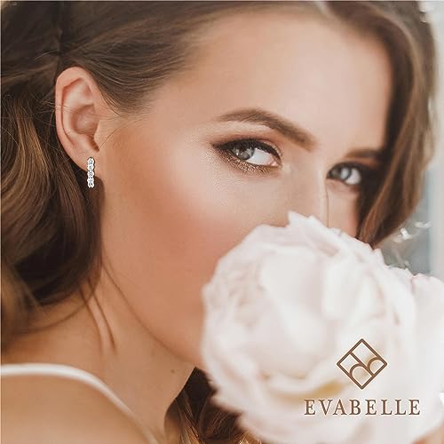 Evabelle Gold Hoop Earrings for Women 14K Real Gold Plated Cubic Zirconia Diamond Hoop Earrings Huggie Hoop Earring Women Earrings Earring for Men 925 Sterling Silver Post Hypoallergenic - color: Hoops 02-18k White Gold Plated