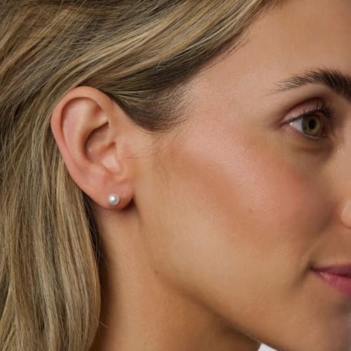 WFYOU Pearl Earrings for Women 925 Sterling Silver Stud Earring | 14K Gold Plated Hypoallergenic Stud Earrings, White Diamond Dainty Bridal Earring, Trendy Jewelry, Wedding Party Gifts - color: Gold A, size: 5mm
