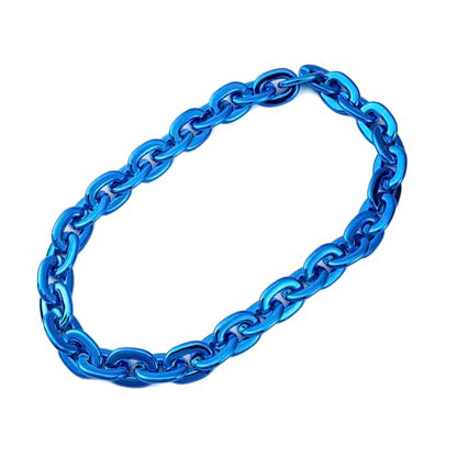 Passed colorfast test 39-inch Large Plastic Chain Necklace with Gift Box | 2/4 Pack with Gift Box,Gold Plastic Chain,Hip Hop Rapper Style, Fade Resistant,Detachable,for Parties, Awards,Prizes, Unisex - color: Blue
