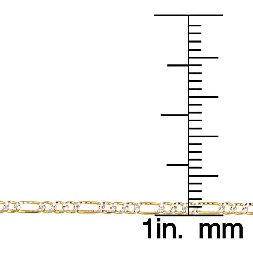 Kooljewelry 14k Two-Tone Gold Pave Figaro Chain Bracelet (7.5 inch)