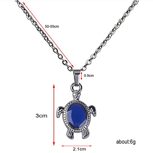 Temperature Sensing Color Changing Pendant Necklace Love Heart Butterfly Turtle Dolphin Moon Star Mood Necklace for Girl Women Gift - color: Turtle
