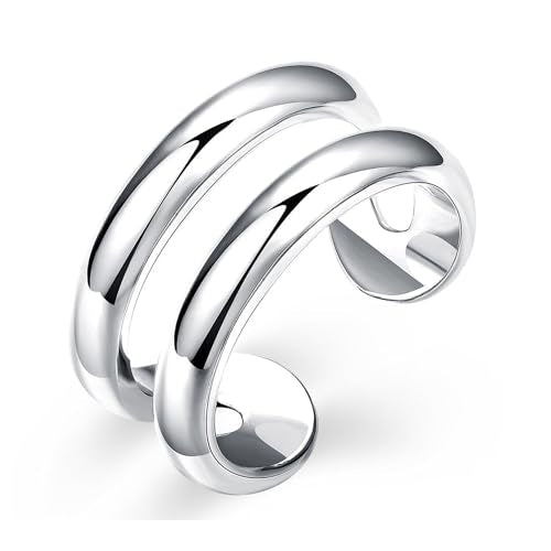 925 Sterling Silver Ring Minimalist Adjustable Rings Band Handmade Rings for Women Girls - color: 11-Color4