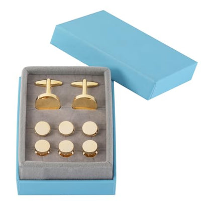 Cufflinks for Men and Tuxedo Shirt Studs Set with Gift Box Stainless Steel Cuff links - style: Gold-2+6