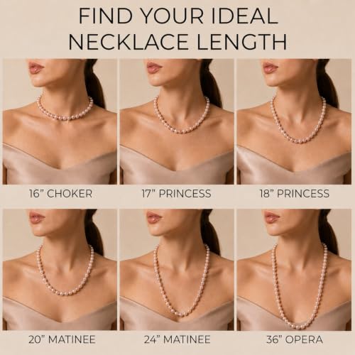 The Pearl Source Real Freshwater Pearl Necklace for Women, Genuine Cultured Freshwater Pearls, Fine Jewelry Gift