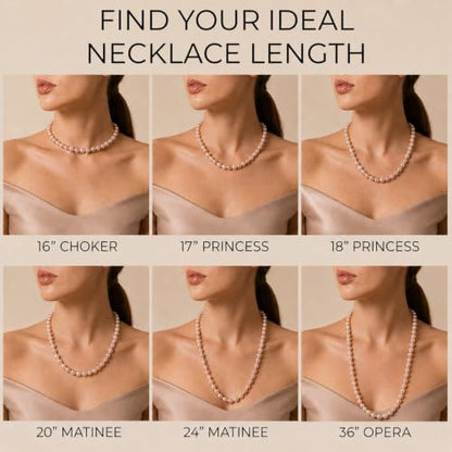 The Pearl Source Real Freshwater Pearl Necklace for Women, Genuine Cultured Freshwater Pearls, Fine Jewelry Gift
