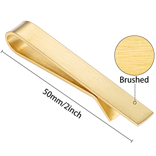 HAWSON 2 inch Tie Clips for Men-Skinny Tie Bar Tie Set for Wedding Anniversary Business and Best Gift for Dad Husband Brother - color: 1 PCS - Brush Gold