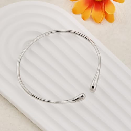 Gold Coil Arm Cuff for Women,Upper Cuff Bracelet Armlet Minimalist Armband Bangle Liquid Lava Chain Open Bangle bracelets for Women - style: Open - Silver