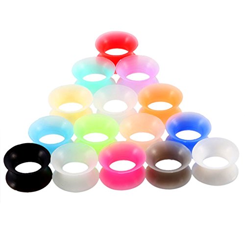 Xpircn 30Pcs Silicone Ear Gauges Flexible Ear Tunnels Plugs Stretchers Expander Double Flared Flesh Ear Piercing Jewelry for Women Men - style: Gauge:5/8"(16mm)