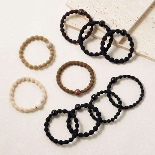 QIUTIMIY 10 Pcs No Damage Hair Ties Thick Hair Elastic Rubber Bands Hair Accessories Scrunchies Seamless for Women - color: Style 17