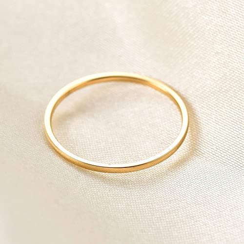Women Stainless Steel Solitaire Stackable Ring Non Tarnish - color: 3 Gold, size: 6.5