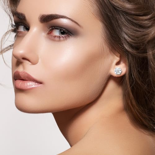 6 Pairs Silver Stud Earrings for Women 3-8 Mm 316L Hypoallergenic Cubic Zirconia Surgical Stainless Steel Earring Studs
