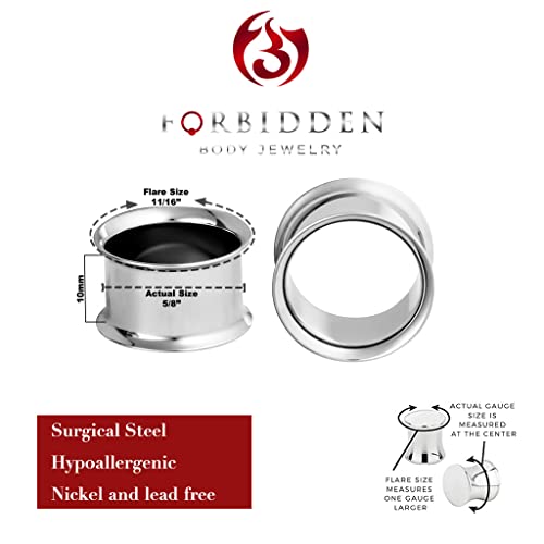 Forbidden Body Jewelry Ear Gauges, Ear Tunnels, Tunnels For Ears, Surgical Steel Mirror Finish Double Flared Tunnel Plug Earrings - style: 2pcs: 16mm (5/8")