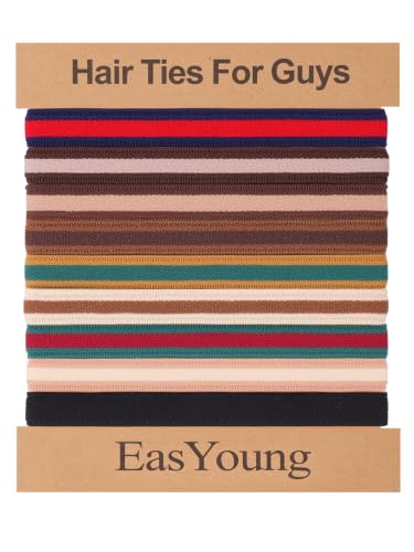 EasYoung Braided Mens Hair Ties For Men, For Buns Curly Thick Dense Hair Elastic Hair Ties For Guys, No damage No Crease Breakage, 9 Count (Pack of 1) - color: 01. Color A