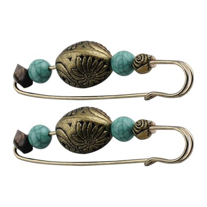 VILLCASE 2pcs Vintage Cardigan Brooch Pin Set Retro Collar Shawl Clips for Women Sweater Accessories