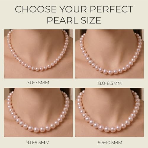 The Pearl Source Real Freshwater Pearl Necklace for Women, Genuine Cultured Freshwater Pearls, Fine Jewelry Gift