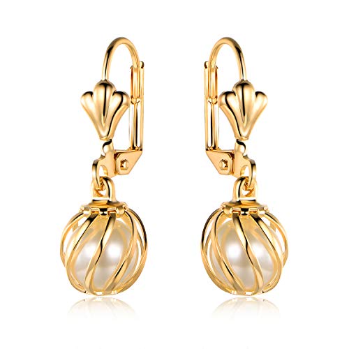 Barzel 18K Gold Plated Pearl Dangling Drop Earrings