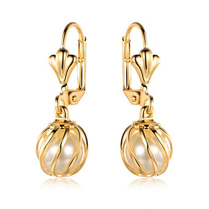 Barzel 18K Gold Plated Pearl Dangling Drop Earrings