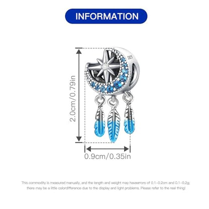925 Sterling Silver Charms for Bracelets and Necklace Religious Cross Pendants Praying Hands, Bible, Virgin Mary, Jesus, Church Bead Jewelry - color: Star Moon Tassel Feather