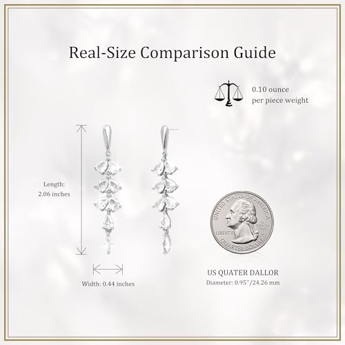 Sonateomber Gold Silver Pearl Rhinestone Dangle Earrings for Women, Elegant CZ Leaf Butterfly Bridal Earings Prom Wedding Fashion Jewelry Gift - color: Cubic Zirconia Silver