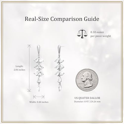 Sonateomber Gold Silver Pearl Rhinestone Dangle Earrings for Women, Elegant CZ Leaf Butterfly Bridal Earings Prom Wedding Fashion Jewelry Gift - color: Cubic Zirconia Silver