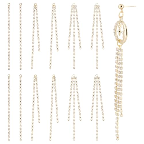 SUNNYCLUE 1 Box 24Pcs 3 Style Tassel Earring Charms Chain Tassel Earrings Set Dangle Chains Rhinestones Charms for Jewelry Making Accessories Women Adults DIY Crafts - color: 24pcs 3 Styles Rhinestone Tassel Charms