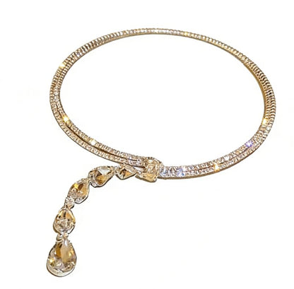 Necklace for Women Silver Plated White Teardrop Cubic Zirconia Chain Necklace Adjustable Fashion Trendy Dainty Simple Minimalism Jewelry Gift