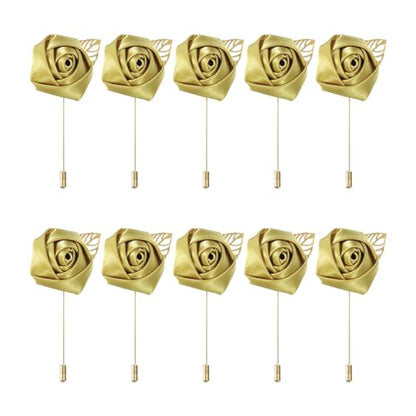 MECCANIXITY Groom Boutonnieres Rose Boutonnieres Pins for Wedding - color: Gold