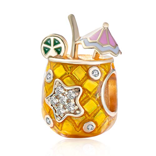 Charms for Bracelets and Necklaces Statue of Liberty CHARM and Family Clasp Safety Chain Charm Beads Charms Jewelry for Women - color: Pineapple Drink