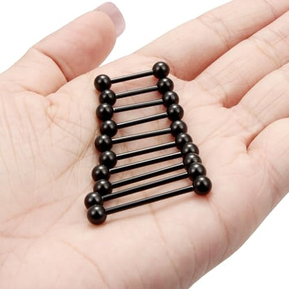 16G 14G 12G Black Nipple Piercings Tongue Rings Externally/Internally Threaded Hypoallergenic 316L Surgical Steel Nipple Tongue Barbell Piercing Jewelry for Women Men 12mm 14mm 16mm 19mm 22mm - color: 14G/Externally Threaded/12mm-22mm Bars/5mm Balls