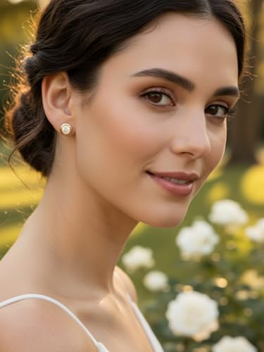 0.6-4 Carat 5A Cubic Zirconia/Simulated Emerald Sparkle Stud Earrings for Women, Hypoallergenic 925 Sterling Silver Posts, Anniversary Birthday Valentines Mothers Day Jewelry Gift - color: Yellow Gold, size: 2.00 Carat (1.00ct * 2)