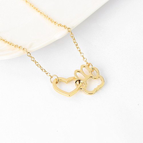 Sisadodo Paw Print Necklace for Women Girls Dog Cat Pet Footprints Choker Necklace Jewelry for Birthday Christmas Gifts Gold