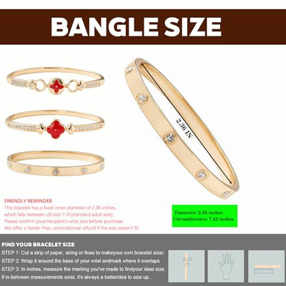 3 Pack Classic Gold Bangle Bracelet Set for Women Stackable Jewelry | 18K Gold Plated AAA Cubic Zirconia Unique Design Fits Most Wrists Simple Styling Long Lasting Luster Waterproof Non Tarnish - color: Classic-02-Red
