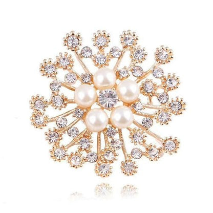Delicate Pearl Crystal Brooch Pins for Women Girls Dance Balls Wedding Bridal Jewelry - color: D Gold