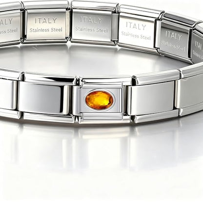 Italian Bracelet Charm,9mm,April,Birthday & Date > Birth Stone - Simple Ellipse - color: August