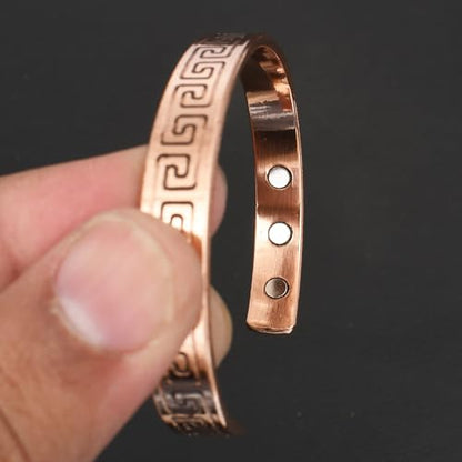 Pure Copper Cuff Bangle Bracelet 100% Solid, Raw & Uncoated Handmade Bracelets Jewelry Cuff Gift Bangle for Women & Men - color: Copper cb-108
